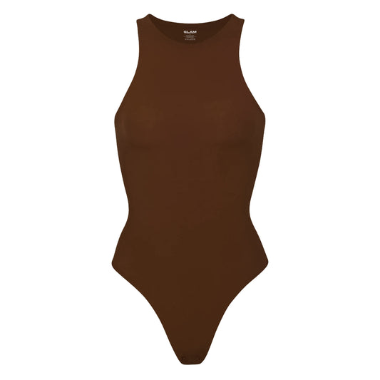 Short Sleeveless Bodysuit - Brown