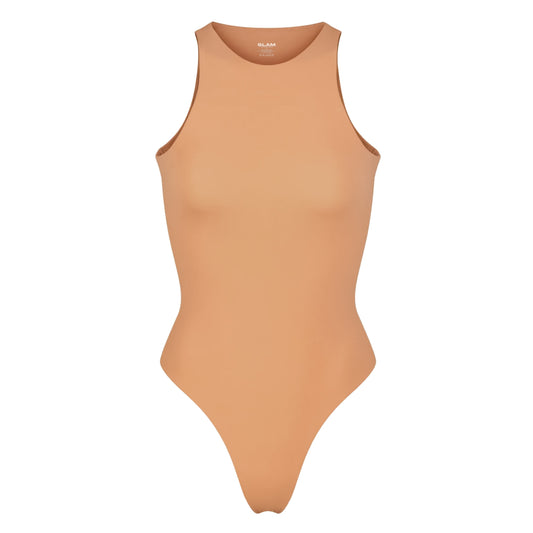 Short Sleeveless Bodysuit - Camel